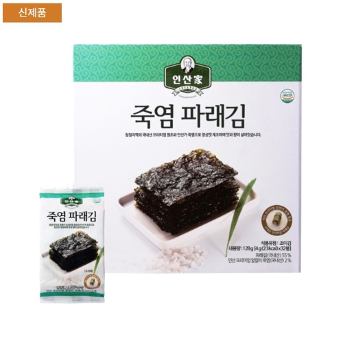 인산가  죽염 파래김 1상자 4gx 32개 죽염 파래김 4g 32ea