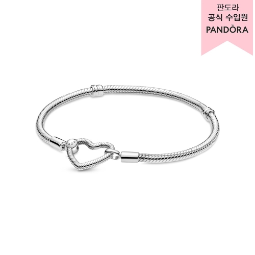 판도라  모멘츠 하트 클로저 스네이크 체인 브레이슬릿_599539C0