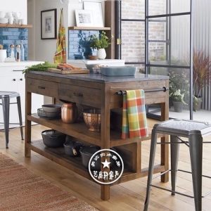 원목 홈카페장 빈티지키친장 맞춤 제작 미국식 복고 식장 키친 미드아일랜드 요리대