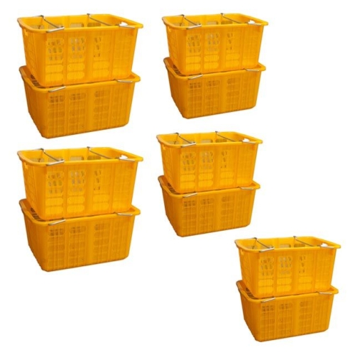 과일 플라스틱 노란 운반박스 농산물 상자 10개