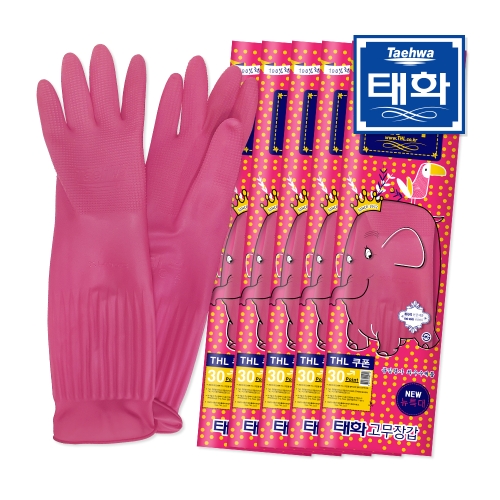 태화  고무장갑 뉴 특대 핑크 5개