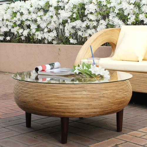 사라방드  몰디브 라운드형 내추럴 라탄테이블