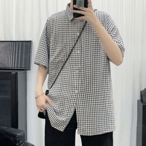 쿠디 남성 캐주얼 여름 데이트 코디 카라 반팔 티쳐스 남방 W8EB6B1 W8EB6B1