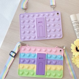 실리콘 아이패드 프로 에어 미니1 2 3 4 5 6 7 8 9 하트푸쉬팝스트랩스탠드케이스