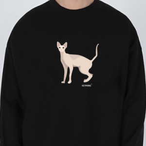 DB+W51FDC1  남자긴팔티 남자티셔츠 키밍 스핑크스 고양이 맨투맨 SPHYNK 블랙 아이보리