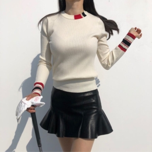 로로얼로이  여성 가죽 플레어 미니 스커트