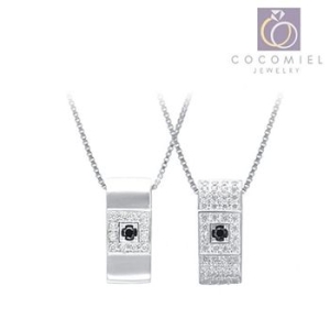 애경  ksw53480 포인트 블랙 큐빅 CN-7 커플 우정 은목걸이 실버목걸