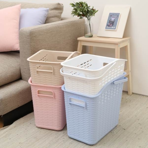 전원테크 플라팜 플라스틱 라탄 빨래바구니 35L