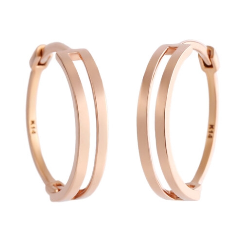 비앤비골드  14K 2줄 펀칭 원터치 귀걸이 JNE27316