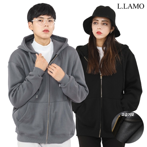 엘라모 기모 무지 후드집업 남녀공용 빅사이즈 M~4XL