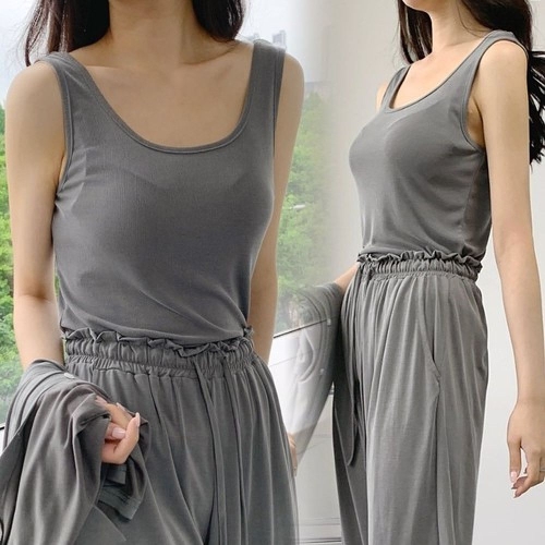 아이우먼 빅사이즈 슬림 스완 스판 나시 티 셔츠 EZE577 민소매