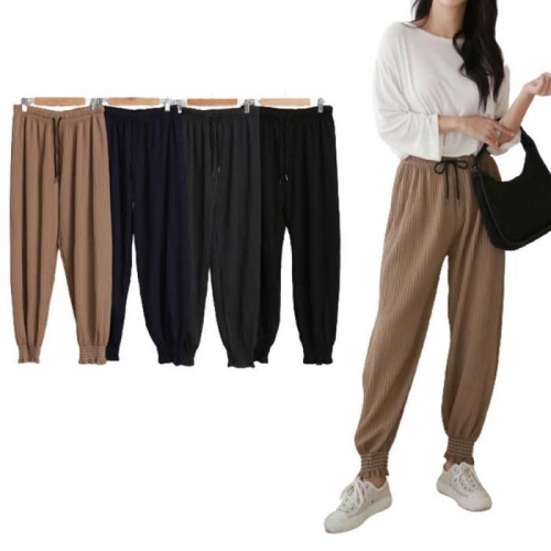 리더스 왕골지 주름 조거 팬츠 밴딩 허리조임 패션 7487360