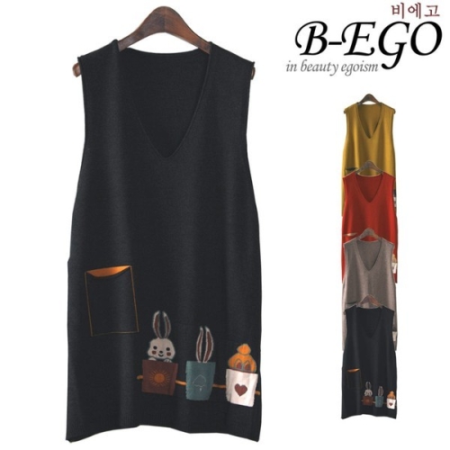 비에고 C868_토끼3마리 롱조끼