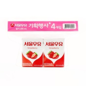  서울우유 멸균 딸기 우유 200ml [4개]