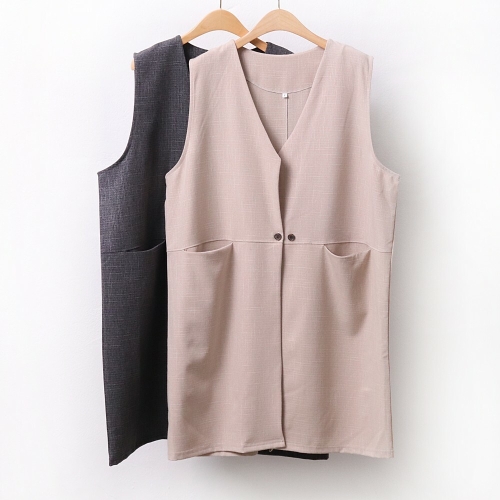 아이우먼 빅사이즈사랑해요 9045L011 투버튼클래식롱베스트 WW _