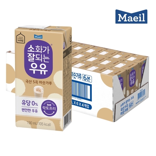 매일유업  소화가 잘되는 우유 국산 5곡 미숫가루 190ml