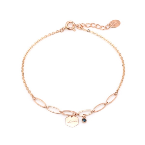 비앤비골드  14K 육각 블루큐빅 체인 팔찌 IRB28118