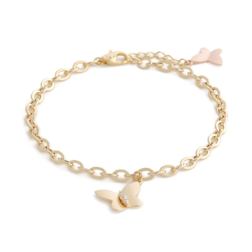 비앤비골드  14K 심플 체인 나비 유닛 큐빅 팔찌 NPB25753