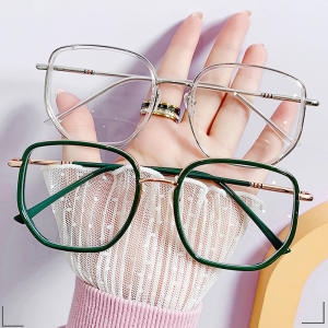 빅사이즈 스퀘어 얇은 투 뿔테 호피 패션 안경테