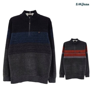 에스엠진 SMJ1415 부드러운 기모 집업 티셔츠 남자 겨울 집업티 중년 남성