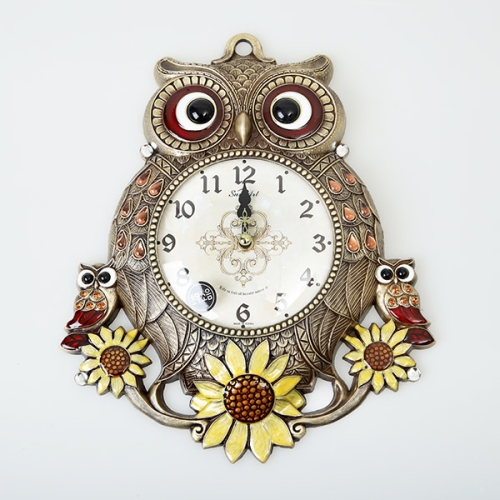 데일리데코 데일리데코 델로이 엔틱 썬플라워 부엉이 벽시계