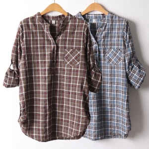 위쉬몰 OL 포텐차이나넥체크남방 F427H110 빅사이즈