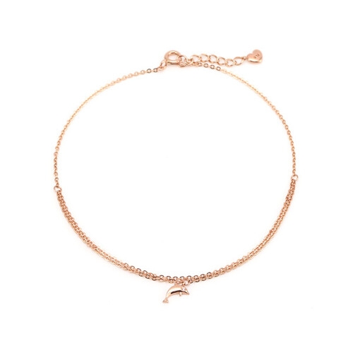 비앤비골드  14K 큐빅 돌고래 하프 두줄 체인 발찌 JNA27912