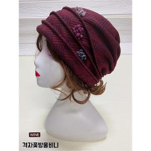 이쁜 격자꽃방울 비니 모자 hat 7624076
