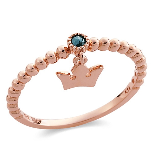 비앤비골드  14K 반지 볼볼이 크라운 원큐빅 러프블루 반지 NPR21946