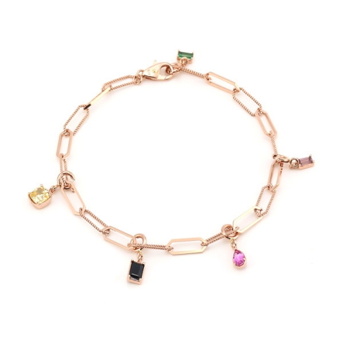 비앤비골드  14K 큐빅 커스텀 트위스트 각체인 팔찌 NPB27570