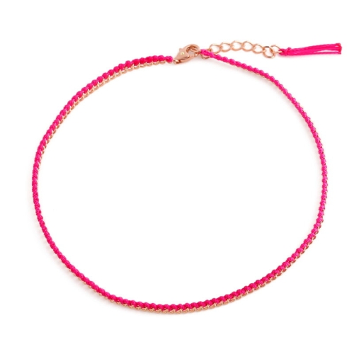 비앤비골드  14K 발찌 실크프린지 핑크커브체인 발찌 JNA24909