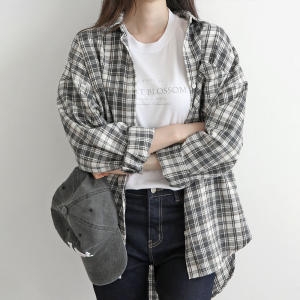 아이우먼 빅사이즈 110 데일리코튼롱체크남방 DEZE886