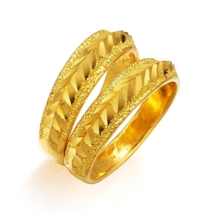 한국금다이아몬드  여자 순금 반지 톱니 패턴 애끼 24K 11.25g 쌍가락지