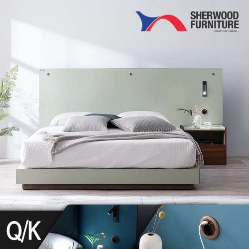 쉐우드가구 스퀘어 호텔 평상형 LED침대  Q/K 디자인 협탁 1EA