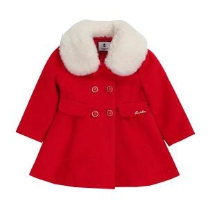 프렌치캣 레드 달마시안 퍼 카라 코트 Q15DBC080