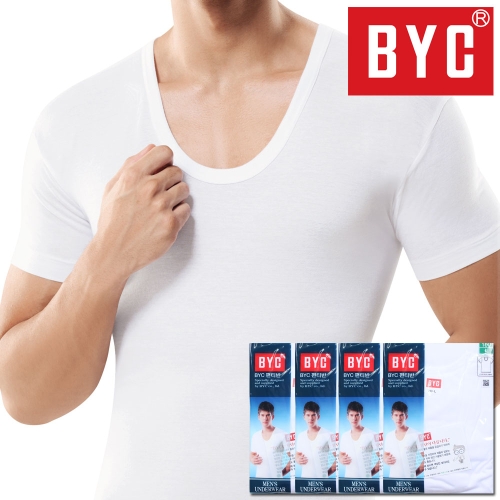BYC 남성 순면 반팔 메리야스 런닝 4매 빅사이즈 95-110