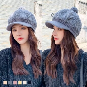 W7AA673키밍 방한 여성용 겨울 뽀글이 방울 양털 캡 털 모자