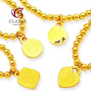 클래스에스  순금24K 진주볼 하트 구슬 금목걸이 18.75g