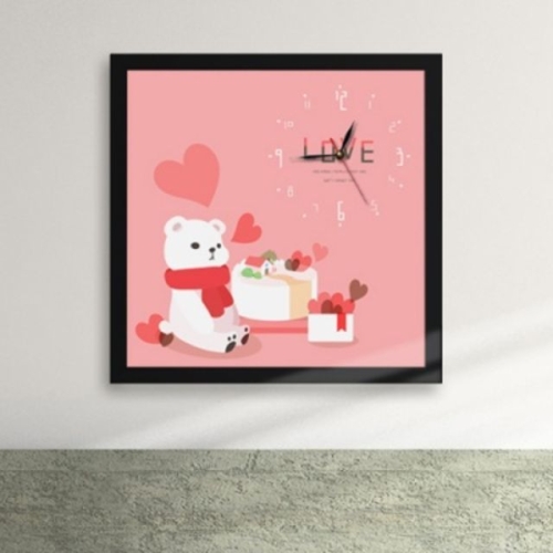 꾸밈  cy555-곰돌이의사랑고백액자벽시계