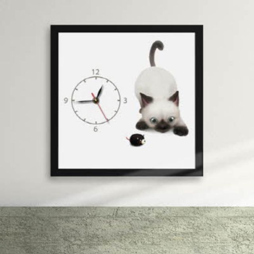 꾸밈  ix137-장난감과 놀고싶은 고양이 액자시계