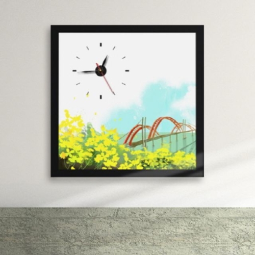 꾸밈  ix093 봄꽃과 다리 액자시계