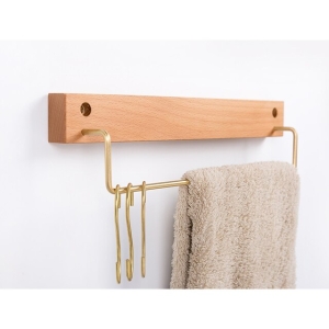 몬세라믹 베이지 우드 수건걸이