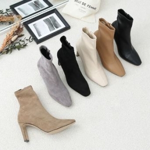 스웨이드 미들부츠 늘씬한 슬림핏라인 8cm 부츠힐 W75E8E9