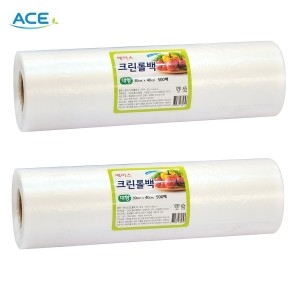 에이스  주방소모품 크린롤백 대 500매 x 2개입 30x40cm