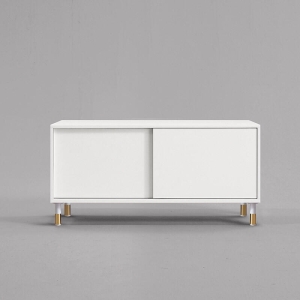 플레인홈 엘레 화이트 골드 슬라이딩 거실장 1200