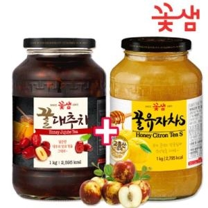 꽃샘식품 꽃샘 꿀유자차s 1kg + 꿀대추차 1kg