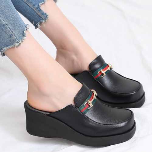 더힐슈즈 키높이 여자 여성 블로퍼 슬리퍼 뮬 사무실화 실내화 7cm sjhs-lfl1103-jung