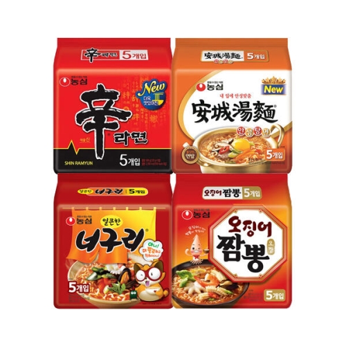 농심  신라면5개 + 안성탕면5개 + 너구리5개 + 오징어짬뽕5개