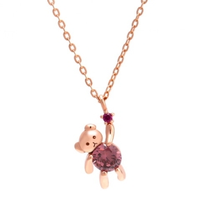 엔비 비 골드 14K 베어 곰돌이 루비 함마링 체인 목걸이 NPN29323
