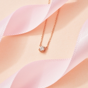 밀튼스텔리  네이버 14K GOLD 1부 다이아몬드 목걸이 + 레이어드 실버반지 증정